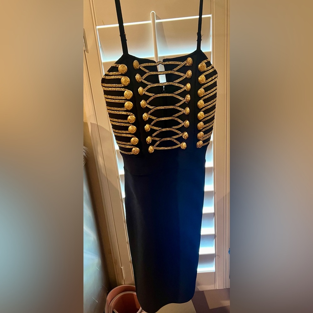 Black Bandage Dress with Gold Buttons - Fashion Nova - NWT - Size Small
